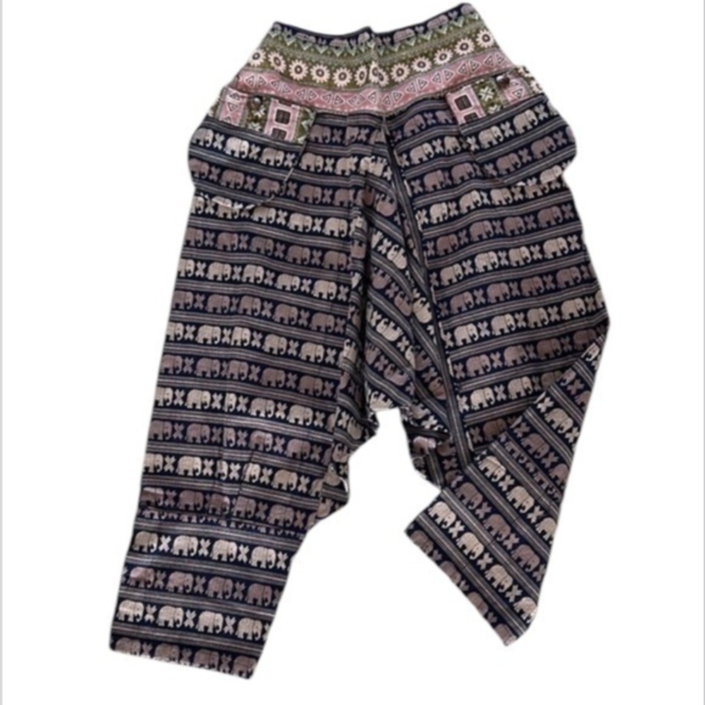 Genie boho harem pants size small elephant tapestry print